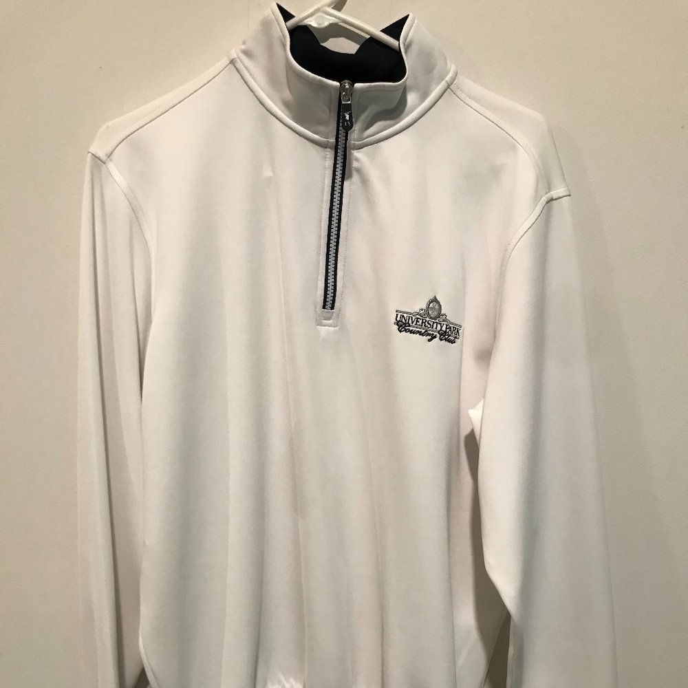 University Park Country Club Fairway & Greene medium white 1/4 zip jacket golf